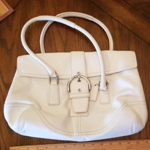 White Leather Coach Satchel Bag